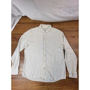 Banks Journal Size M Linen Blend Long Sleeve Button Down Striped Shirt